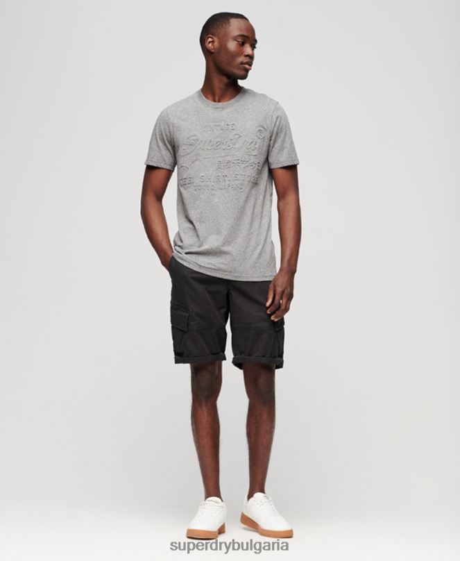Superdry облекло N00H74 светло сив мъже тениска с ретро лого на магазина
