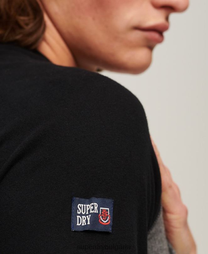 Superdry облекло N00H86 тъмно сив мъже ретро лого магазин реглан горнище с дълъг ръкав