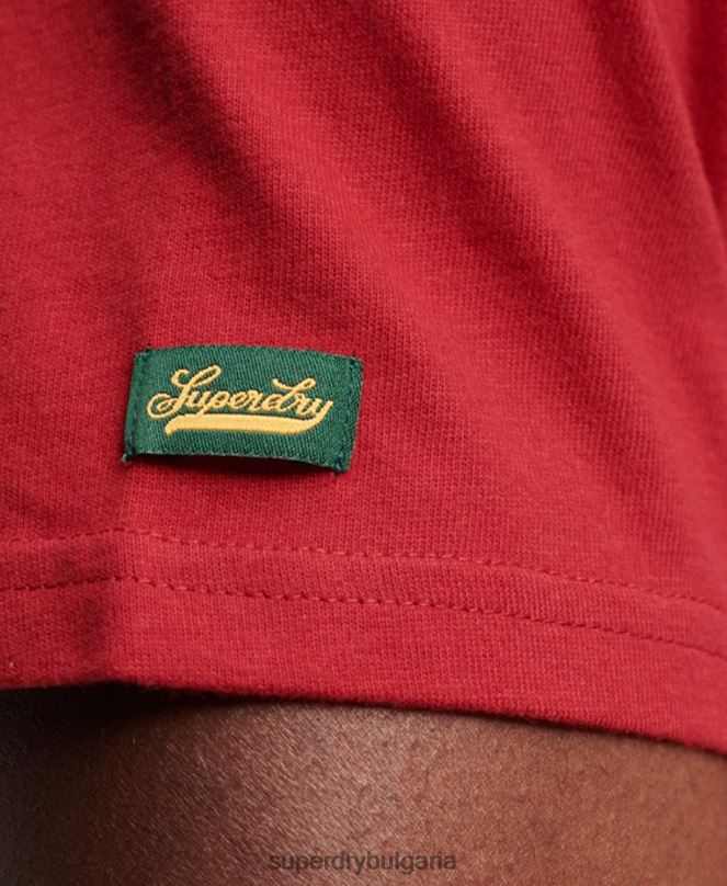 Superdry облекло N00H88 червен мъже колежанска тениска с ретро сценарий