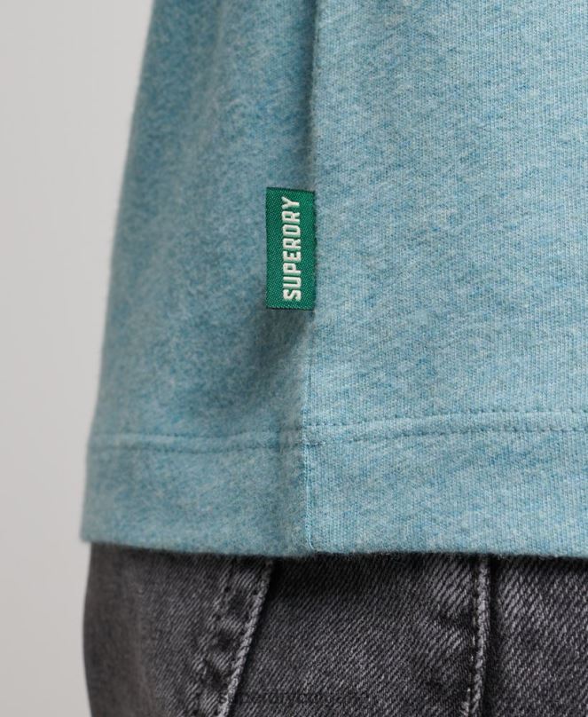 Superdry облекло N00H95 син мъже органичен памук реколта лого бродирани henley топ
