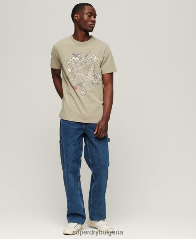 Superdry x Komodo облекло N00H66 каки мъже винтидж тениска