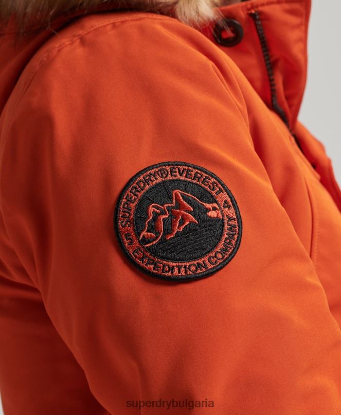 Superdry облекло N00H1004 оранжево мъже парка от изкуствена кожа everest с качулка