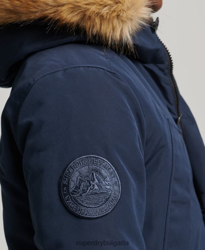 Superdry облекло N00H1005 военноморски флот мъже парка от изкуствена кожа everest с качулка