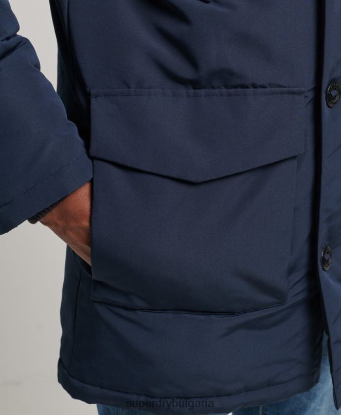 Superdry облекло N00H1005 военноморски флот мъже парка от изкуствена кожа everest с качулка