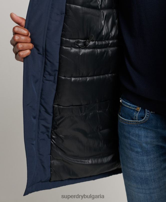 Superdry облекло N00H1005 военноморски флот мъже парка от изкуствена кожа everest с качулка