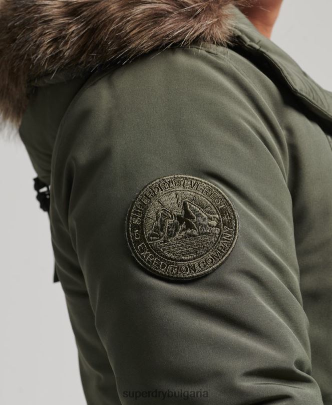 Superdry облекло N00H1006 зелено мъже парка от изкуствена кожа everest с качулка
