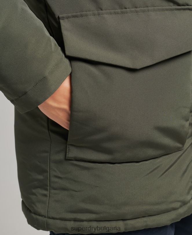 Superdry облекло N00H1006 зелено мъже парка от изкуствена кожа everest с качулка