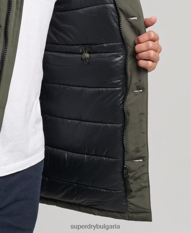 Superdry облекло N00H1006 зелено мъже парка от изкуствена кожа everest с качулка