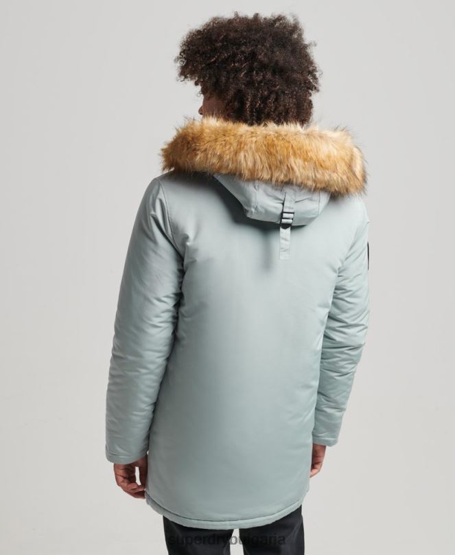 Superdry облекло N00H1007 светло синьо мъже парка от изкуствена кожа everest с качулка