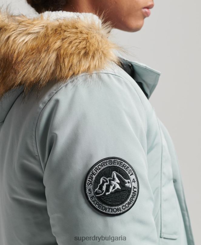 Superdry облекло N00H1007 светло синьо мъже парка от изкуствена кожа everest с качулка