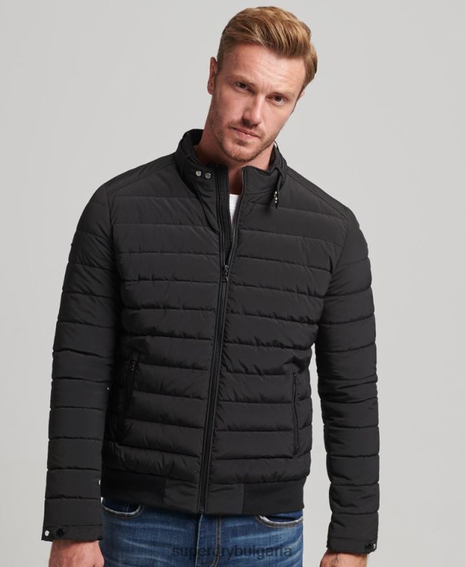 Superdry облекло N00H1010 черен мъже подплатено яке харингтън