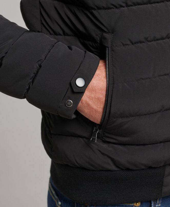 Superdry облекло N00H1010 черен мъже подплатено яке харингтън