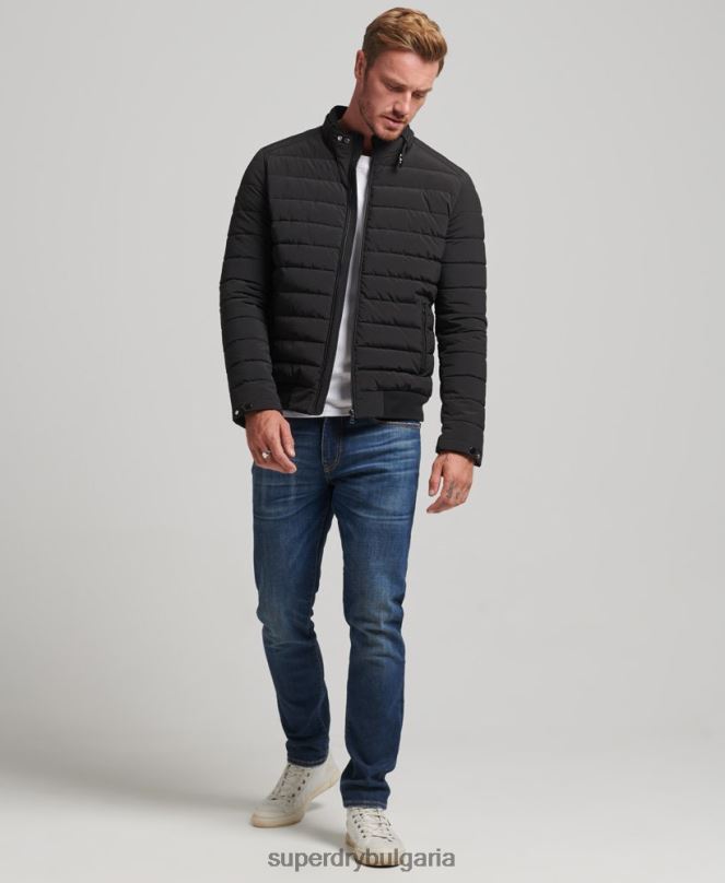 Superdry облекло N00H1010 черен мъже подплатено яке харингтън