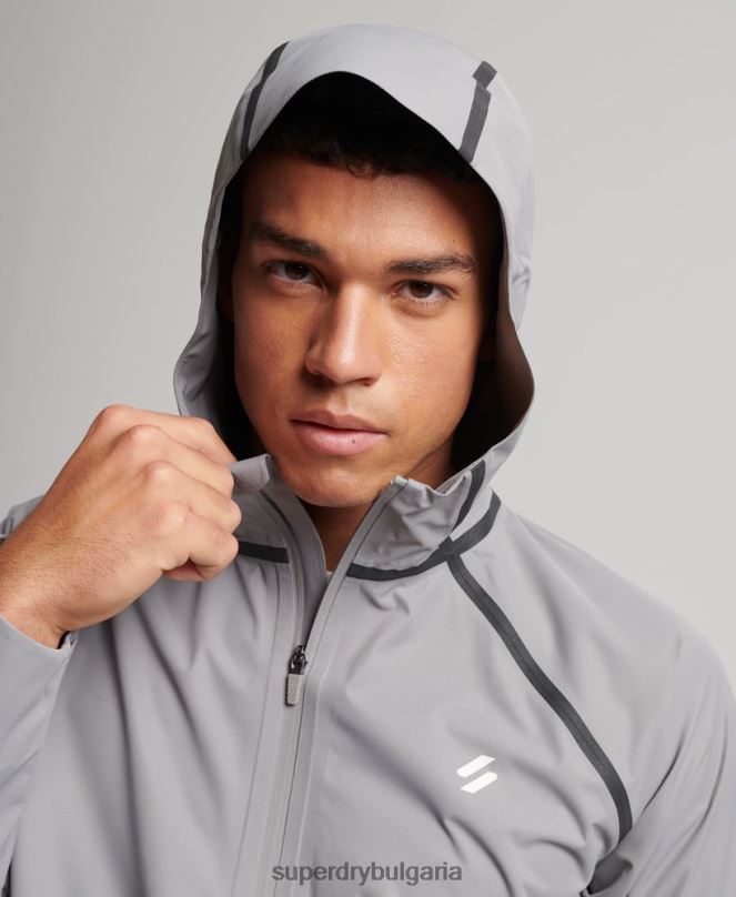 Superdry облекло N00H1011 сиво мъже водоустойчиво яке