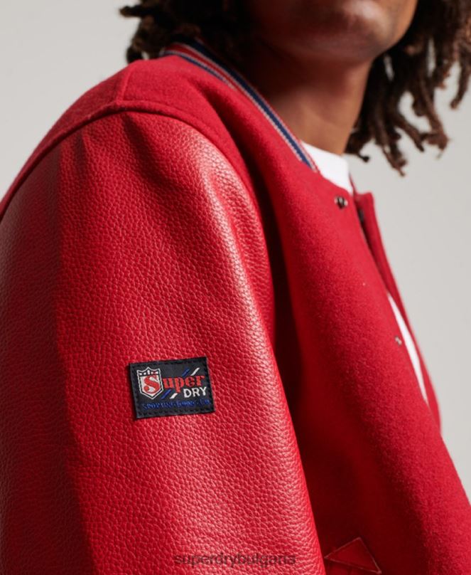 Superdry облекло N00H1013 червен мъже винтидж яке от колежански бомбър