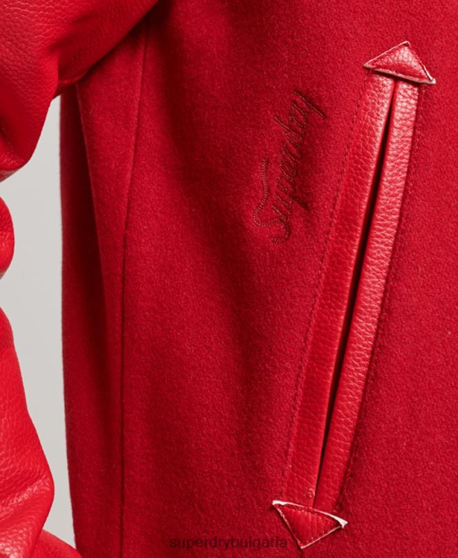 Superdry облекло N00H1013 червен мъже винтидж яке от колежански бомбър