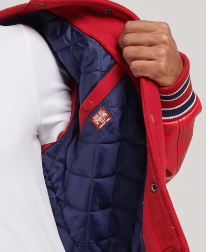 Superdry облекло N00H1013 червен мъже винтидж яке от колежански бомбър