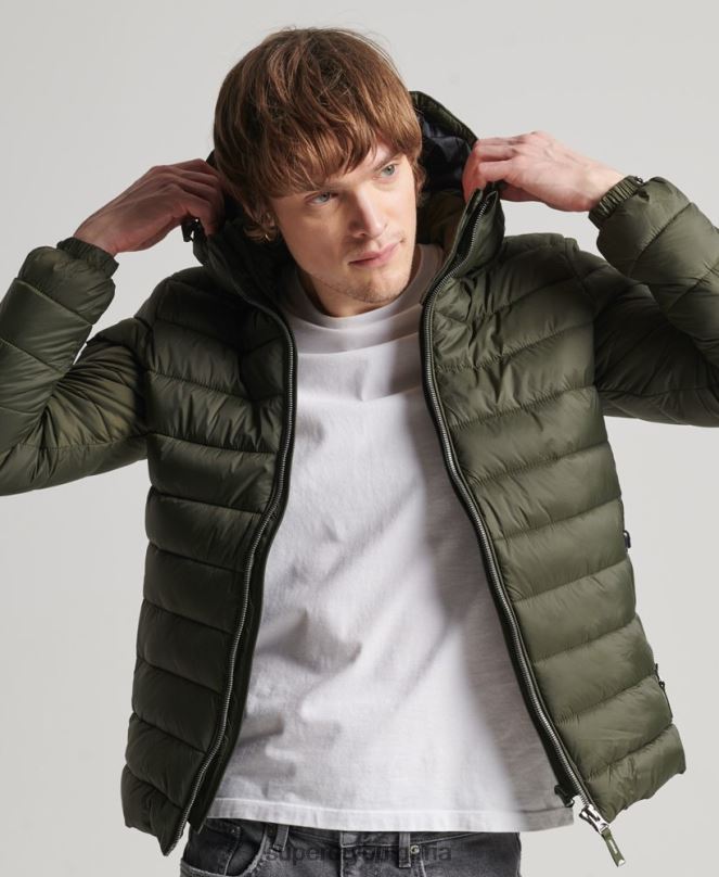 Superdry облекло N00H1016 каки мъже класическо пухено яке с качулка