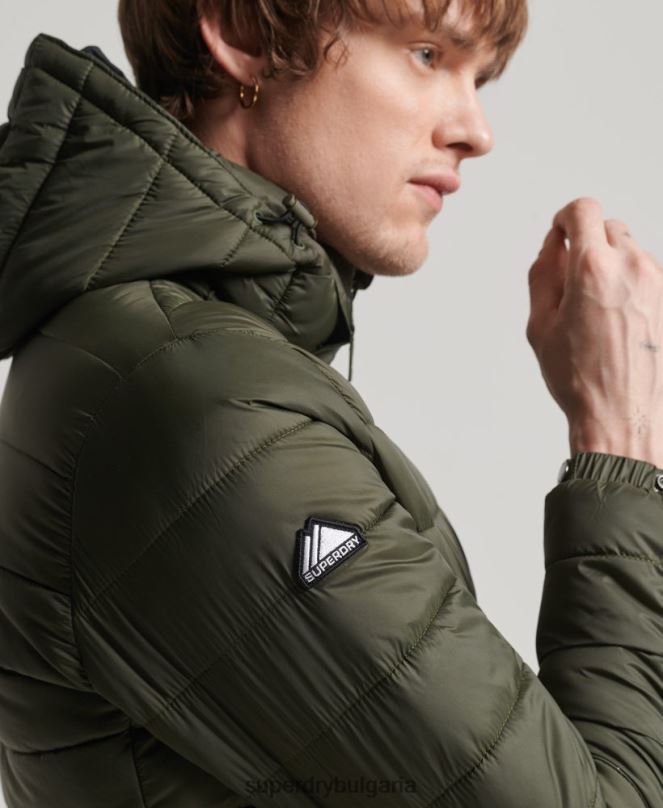 Superdry облекло N00H1016 каки мъже класическо пухено яке с качулка