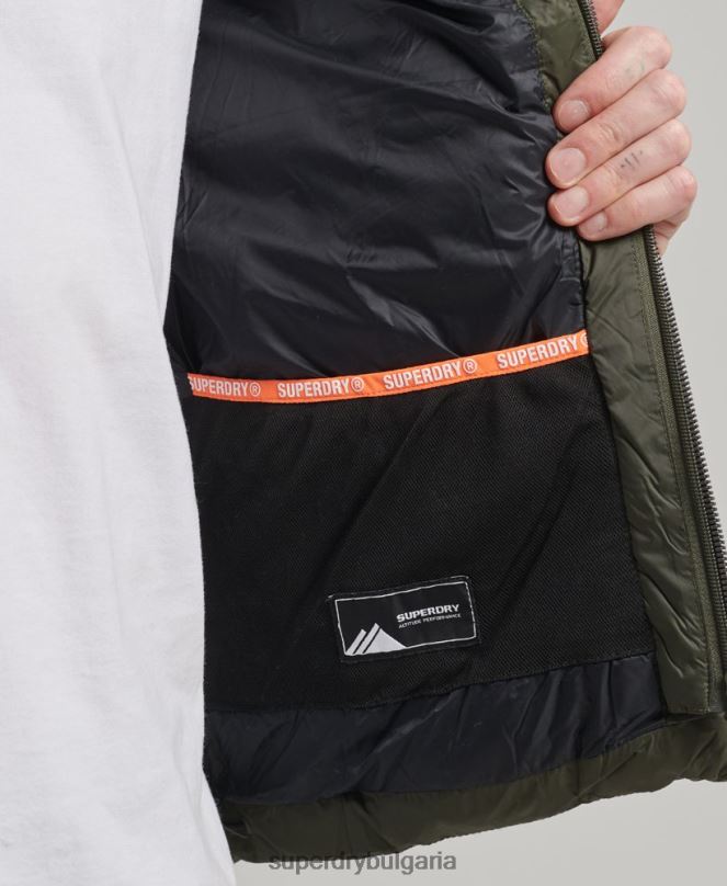 Superdry облекло N00H1016 каки мъже класическо пухено яке с качулка