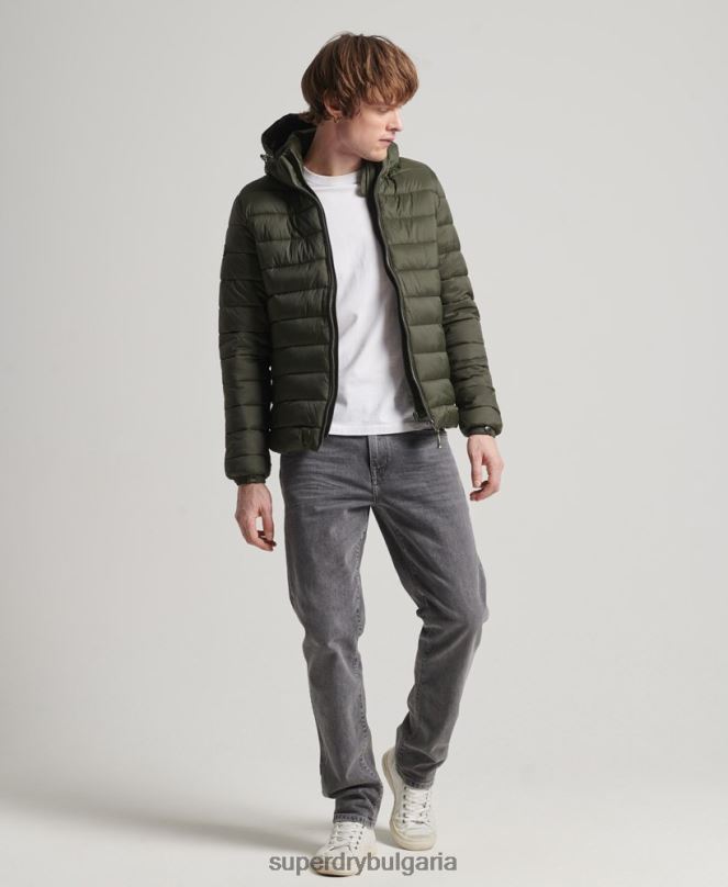 Superdry облекло N00H1016 каки мъже класическо пухено яке с качулка