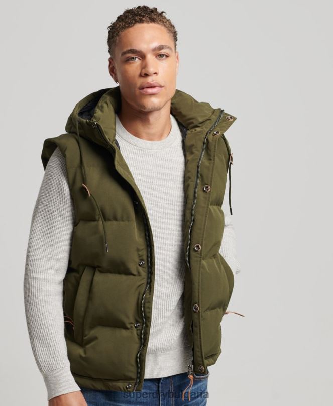 Superdry облекло N00H1017 зелено мъже жилетка с качулка Everest