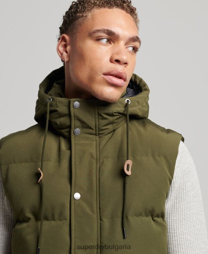 Superdry облекло N00H1017 зелено мъже жилетка с качулка Everest