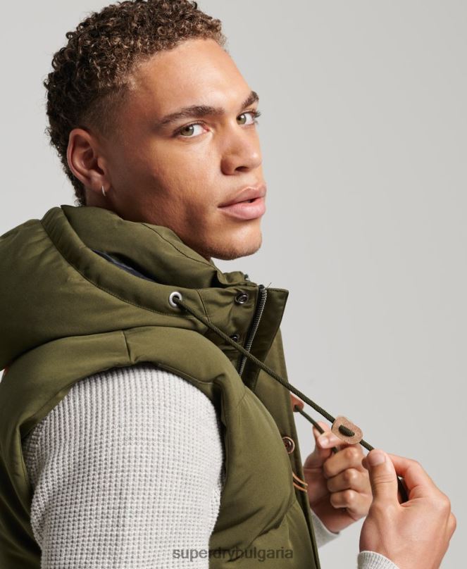 Superdry облекло N00H1017 зелено мъже жилетка с качулка Everest