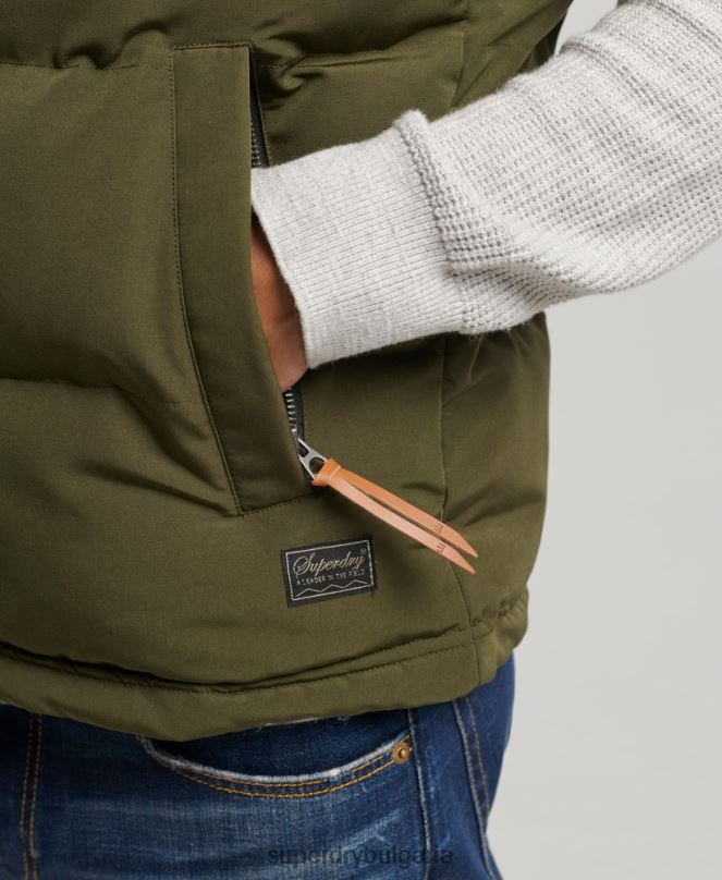 Superdry облекло N00H1017 зелено мъже жилетка с качулка Everest
