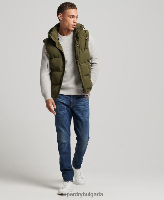 Superdry облекло N00H1017 зелено мъже жилетка с качулка Everest