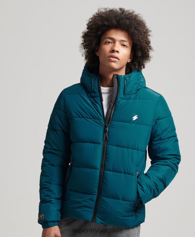 Superdry облекло N00H1018 син мъже спортно пухено яке с качулка