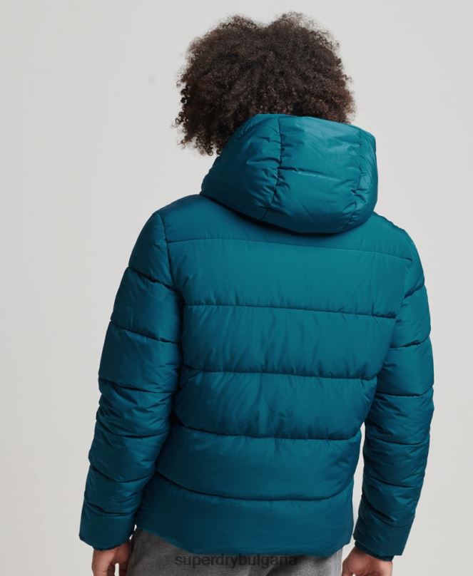Superdry облекло N00H1018 син мъже спортно пухено яке с качулка