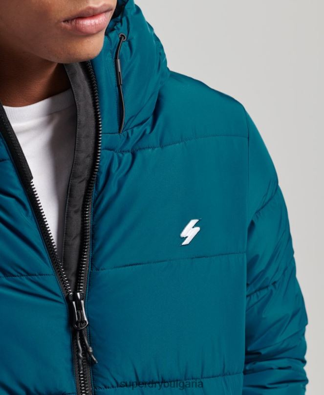 Superdry облекло N00H1018 син мъже спортно пухено яке с качулка