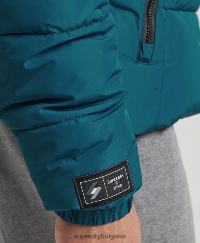 Superdry облекло N00H1018 син мъже спортно пухено яке с качулка