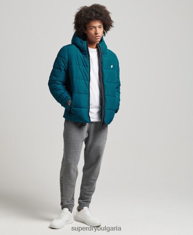 Superdry облекло N00H1018 син мъже спортно пухено яке с качулка