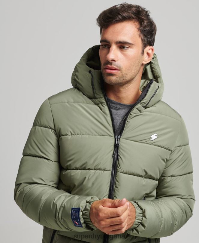 Superdry облекло N00H1019 зелено мъже спортно пухено яке с качулка