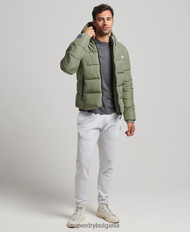 Superdry облекло N00H1019 зелено мъже спортно пухено яке с качулка