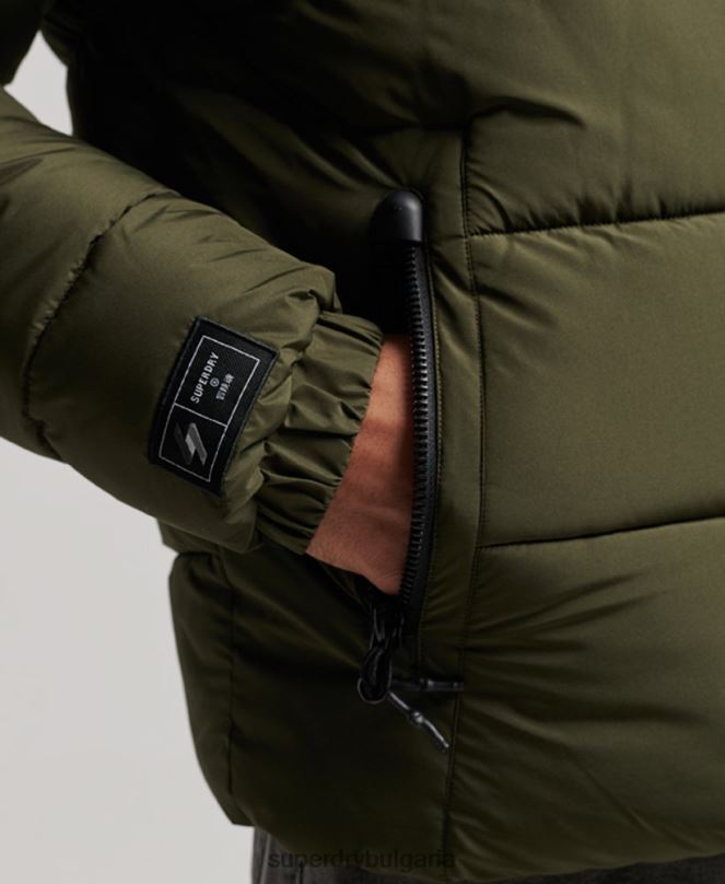 Superdry облекло N00H1020 каки мъже спортно пухено яке с качулка
