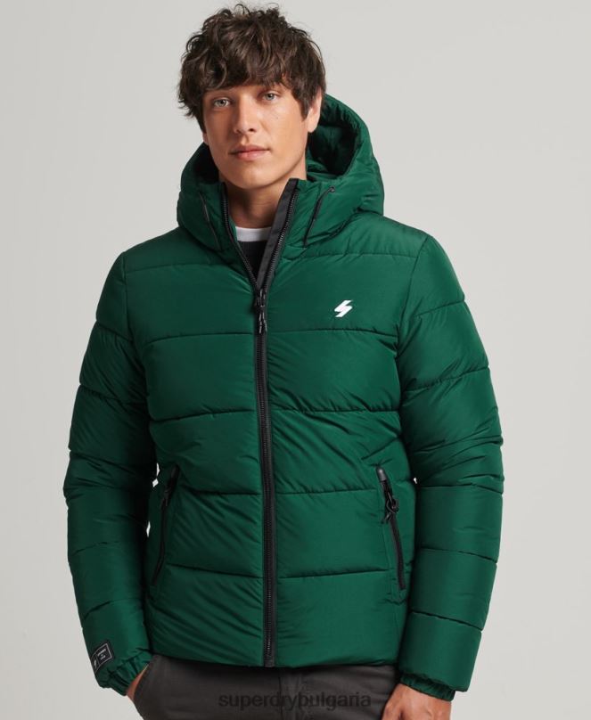 Superdry облекло N00H1021 зелено мъже спортно пухено яке с качулка