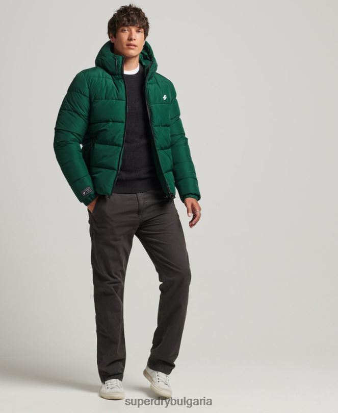 Superdry облекло N00H1021 зелено мъже спортно пухено яке с качулка