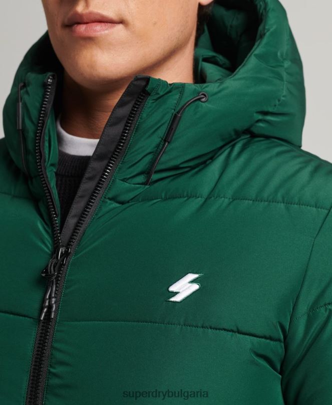 Superdry облекло N00H1021 зелено мъже спортно пухено яке с качулка