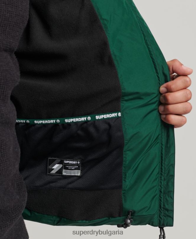 Superdry облекло N00H1021 зелено мъже спортно пухено яке с качулка