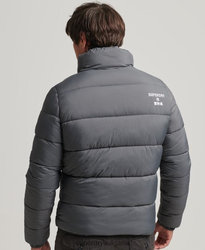Superdry облекло N00H1022 сиво мъже спортно пухено яке без качулка
