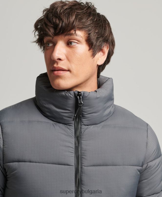 Superdry облекло N00H1022 сиво мъже спортно пухено яке без качулка