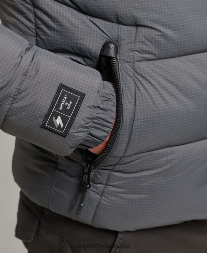 Superdry облекло N00H1022 сиво мъже спортно пухено яке без качулка