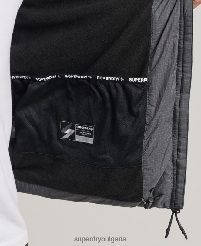 Superdry облекло N00H1022 сиво мъже спортно пухено яке без качулка