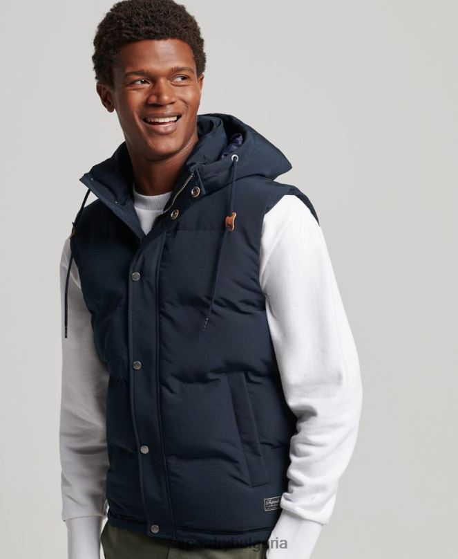 Superdry облекло N00H1024 военноморски флот мъже жилетка с качулка Everest