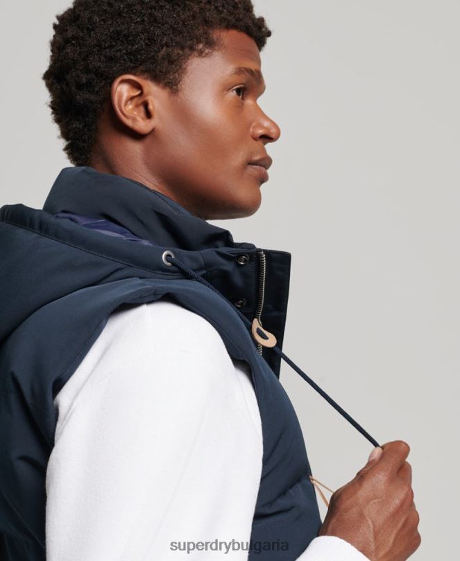 Superdry облекло N00H1024 военноморски флот мъже жилетка с качулка Everest