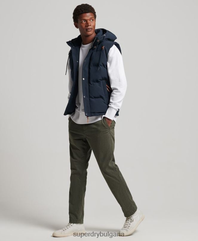 Superdry облекло N00H1024 военноморски флот мъже жилетка с качулка Everest