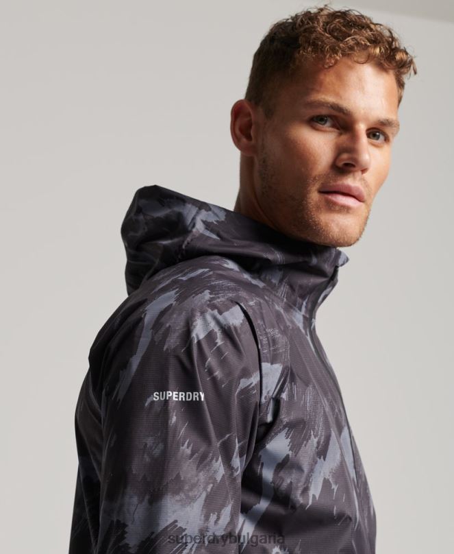 Superdry облекло N00H1026 тъмно сив мъже водоустойчиво яке